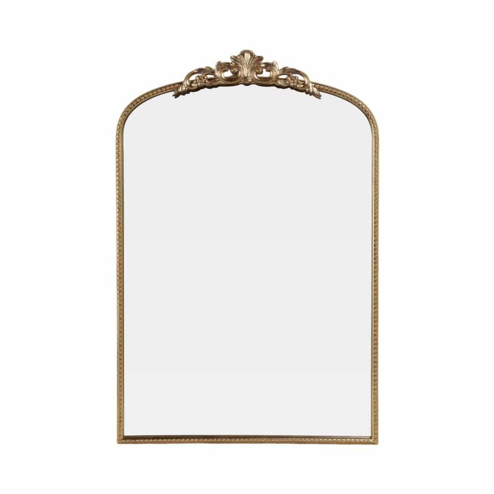 Gold 24 in. x 36 in. Fleur Applique Arch Glass Framed Mirror price history on PriceWatchPro