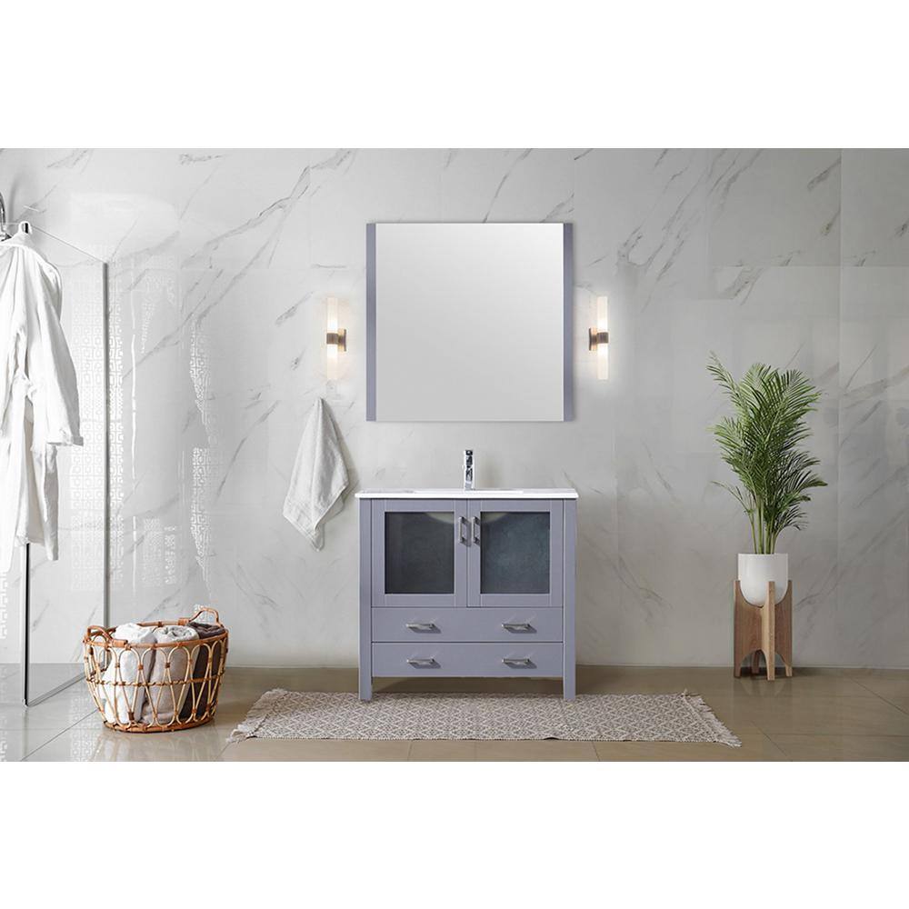 Volez 36" Dark Gray Single Vanity with Ceramic Top