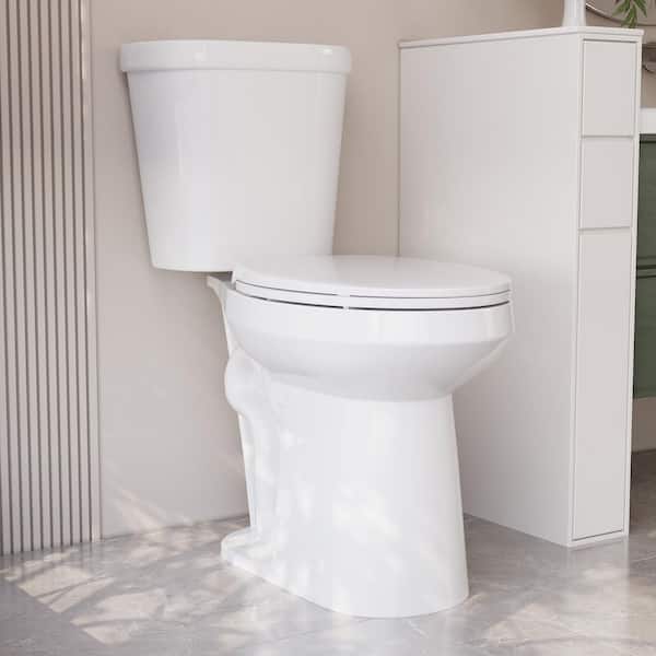 2-Piece 1.1/1.6 GPF Dual flush Elongated 19 in. ADA Comfort Height Toilet in White Map 1000g, Soft-Close Seat Included