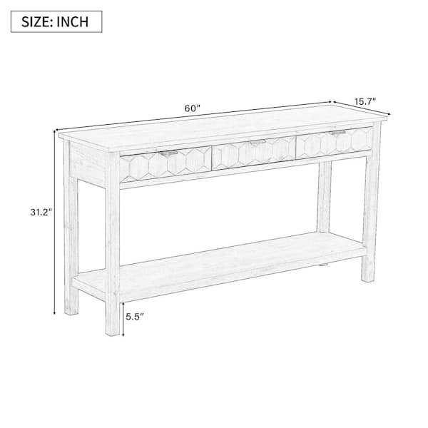60 in. Natural Rectangle Wood Console Table Entryway Table