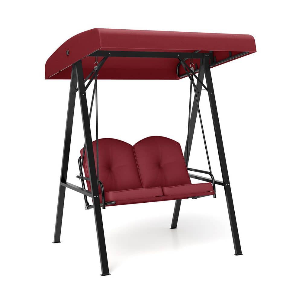 2-Person Metal Patio Swing with A-Shaped Metal Stand and Adjustable Canopy in Wine price history on PriceWatchPro