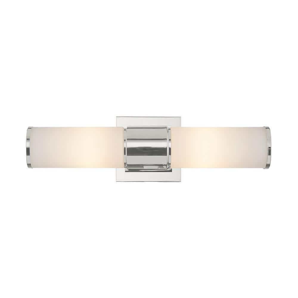 Polished Nickel 2-Light Vanity with Satin Opal Glass