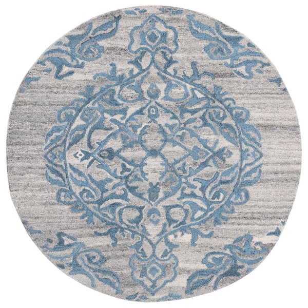 SAFAVIEH Abstract Grey/Blue 6 ft. x 6 ft. Abstract Geometric Round Area Rug