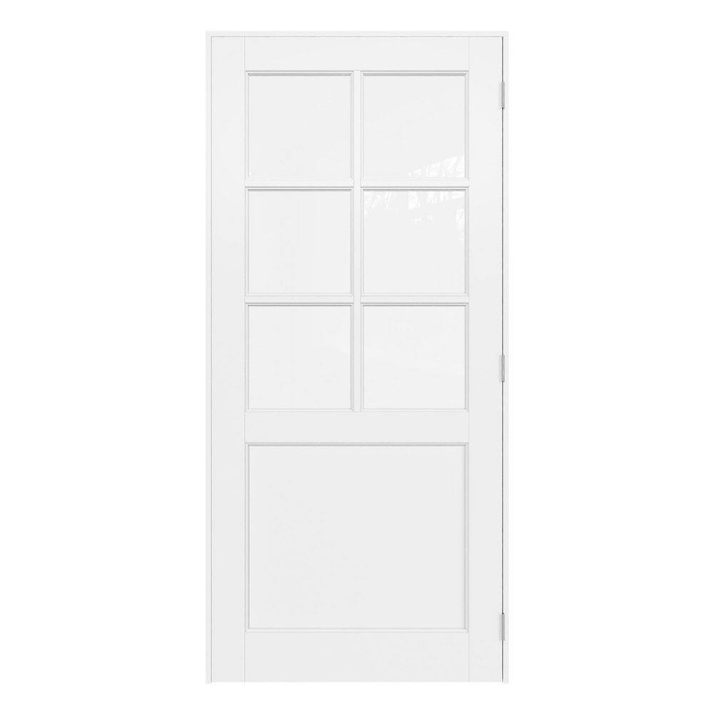 36 in. x 80 in. Left-Hand 6-Lite Clear Glass White Solid Core Wood Single Prehung Interior Door+ Quick Assemble Jamb price history on PriceWatchPro