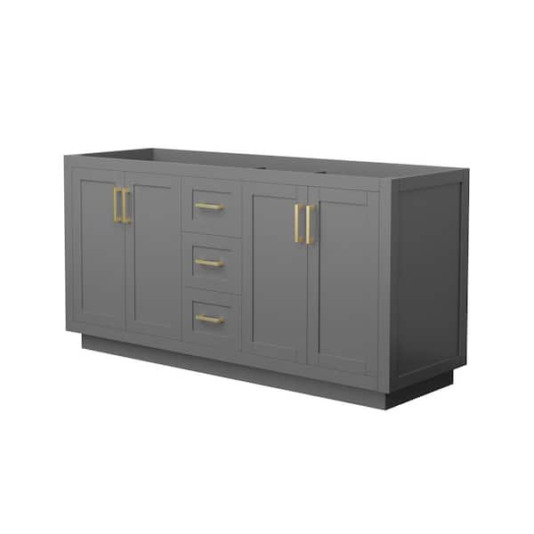 Wyndham Collection Miranda 65.25 in. W x 21.75 in. D x 33 in. H Double Bath Vanity Cabinet without Top in Dark Gray