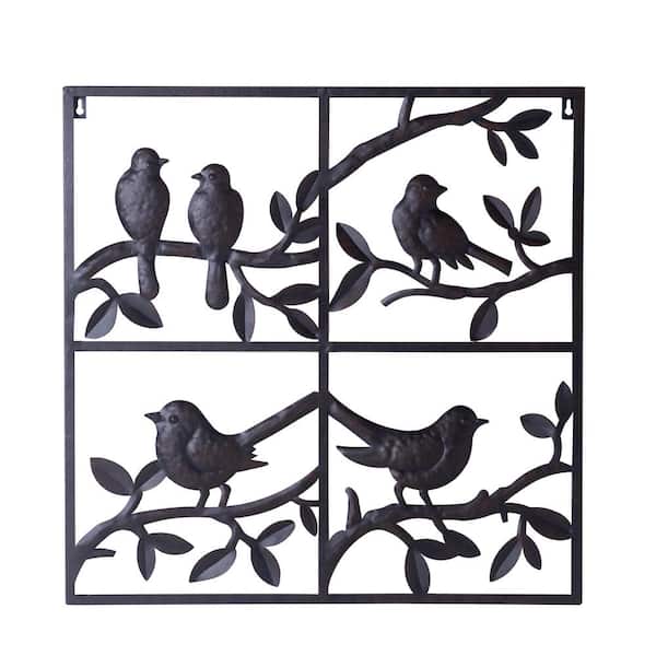 Sunjoy Frances Copper Colored Designed with Birds on Branches Wall Decor with Screw-Hangers