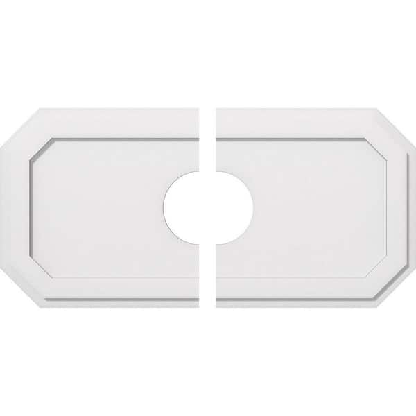 Ekena Millwork 38 in. W x 19 in. H x 7 in. ID x 1 in. P Emerald Architectural Grade PVC Contemporary Ceiling Medallion (2-Piece)