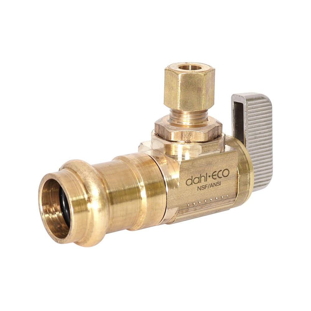 DAHL - 1/2 in. Female Press Inlet x 1/4 in. Compression Outlet 1/4-Turn Angle Stop
