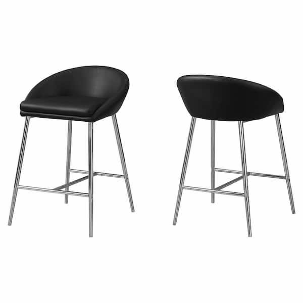 Unbranded Black with Chrome Base Bar Stool (2-Piece)