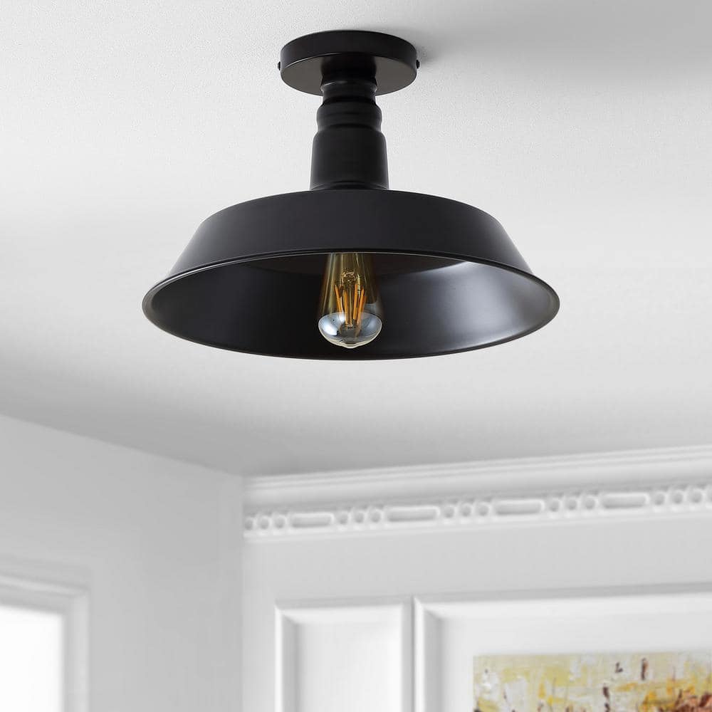Cassidy 14" Black and Bronze Metal LED Semi-Flush Mount Light