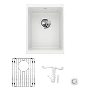 Precis Granite Composite 13.75 in. Undermount Bar Sink Kit in White with Accessories