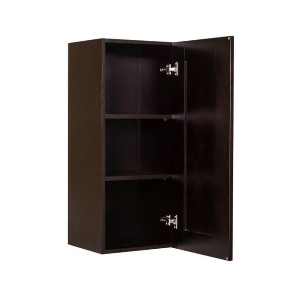 LIFEART CABINETRY Anchester Assembled 21 in. x 36 in. x 12 in. Wall Cabinet with 1 Door 2 Shelves in Dark Espresso