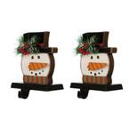 6.50 in. H Wooden/Metal Snowman Head Stocking Holder (2-Pack)