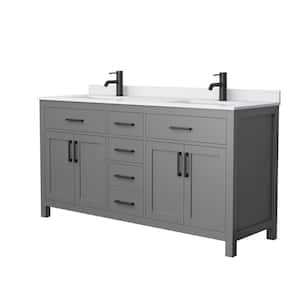 Beckett 66 in. W x 22 in. D x 35 in. H Double Sink Bathroom Vanity in Dark Gray with White Cultured Marble Top