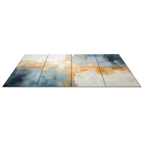 Afoxsos Acoustical Wall Panels 48 in. x 32 in. Sound Absorbing Wall Art Decoration Teal Aura (8 Packs)