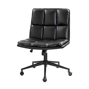 Iris Modern Black Leather Swivel Tilting Adjustable Height Task Office Chair