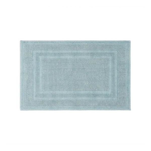 Stonewash Racetrack Washed Blue 17 in. x 24 in. Cotton Rectangular Bath Rug