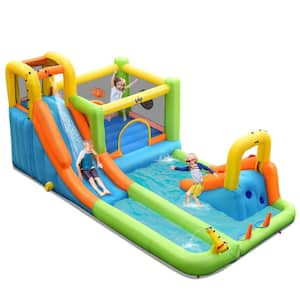 Multi-Color Inflatable Water Slide Park Bounce House Climbing Wall without Blower