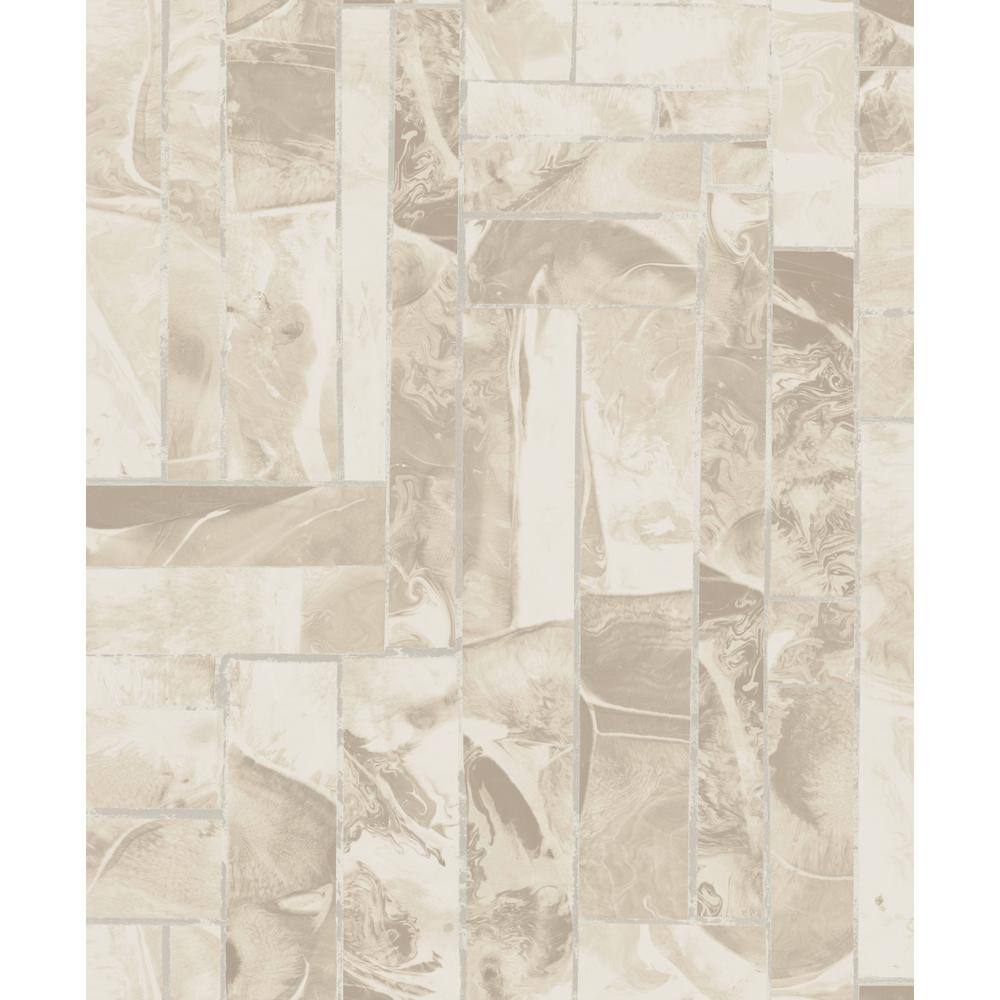 Beige Geometric Marble Pattern Removable Wallpaper Roll