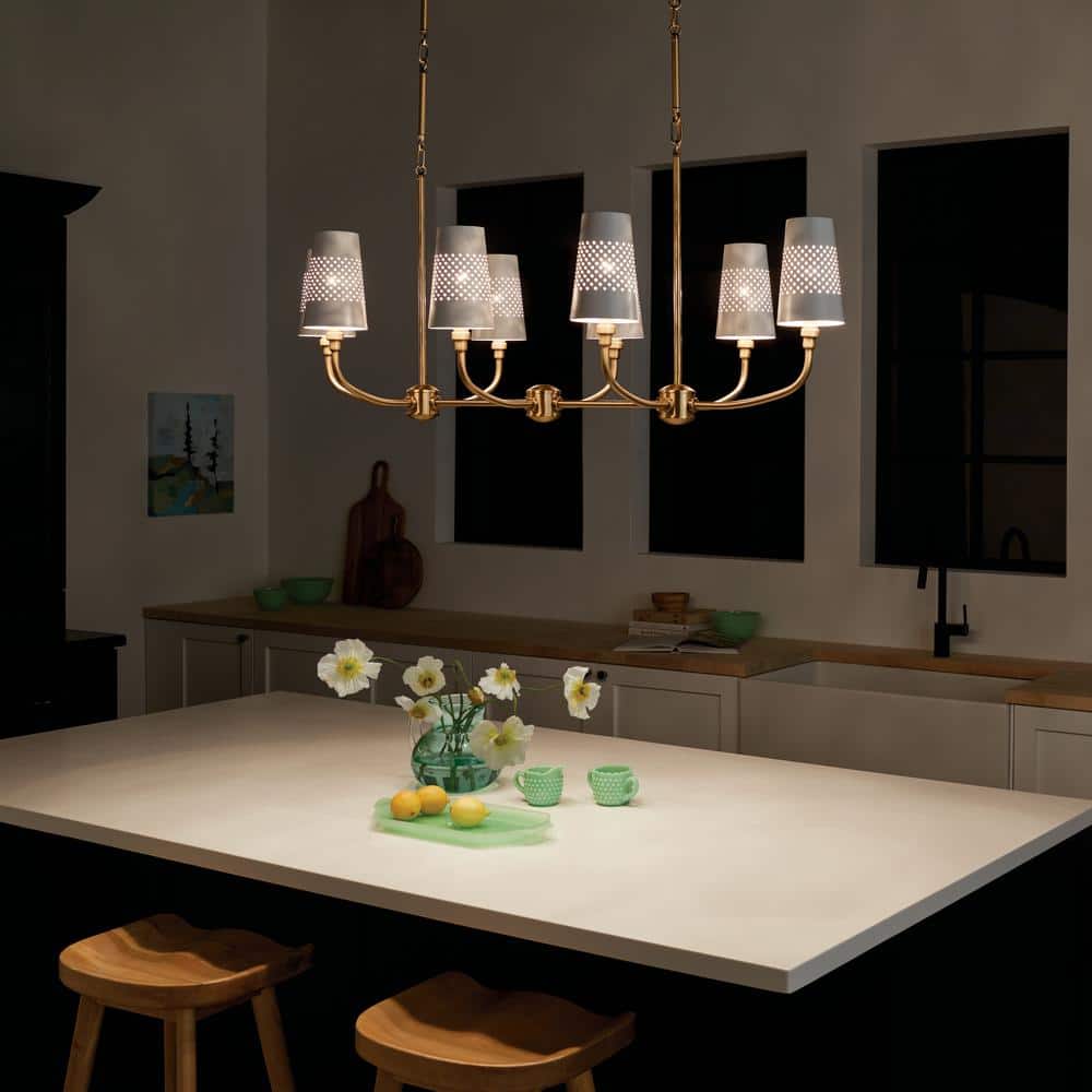 Adeena Brushed Natural Brass 8-Light Linear Chandelier