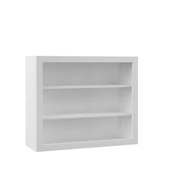 Hampton Bay Designer Series Edgeley Assembled 36x30x12 in. Wall Open Shelf Kitchen Cabinet in White