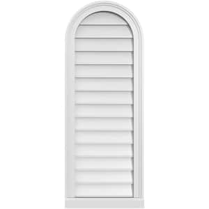 16 in. x 42 in. Round Top Surface Mount PVC Gable Vent: Decorative with Brickmould Sill Frame