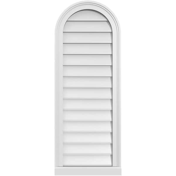 Ekena Millwork 16 in. x 42 in. Round Top Surface Mount PVC Gable Vent: Decorative with Brickmould Sill Frame