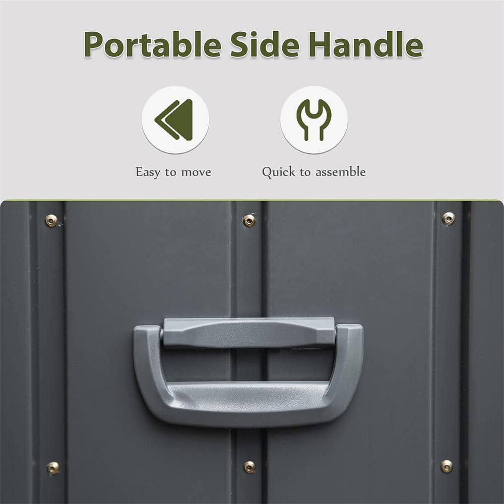 Dark Gray 150 Gallon Lockable Metal Deck Box with Wheels