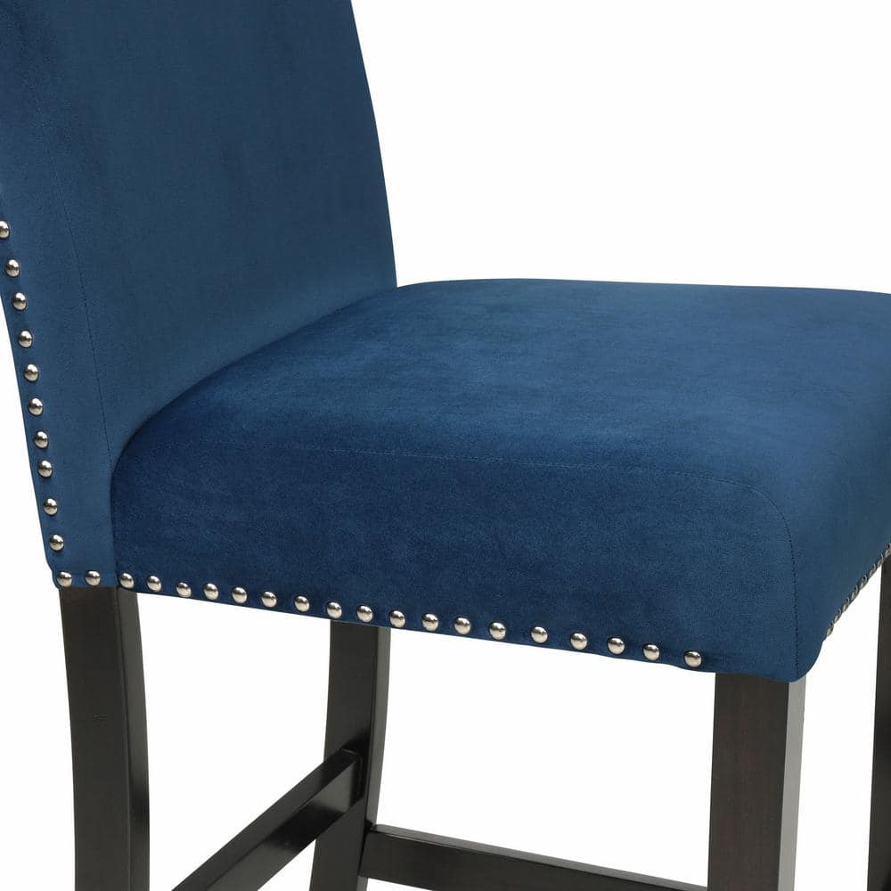 Celeste Blue Velvet and Faux Marble 5-Piece Counter Set