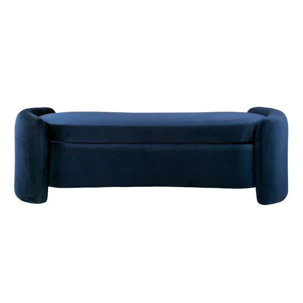 Nebula Midnight Blue Velvet 62" Upholstered Storage Bench
