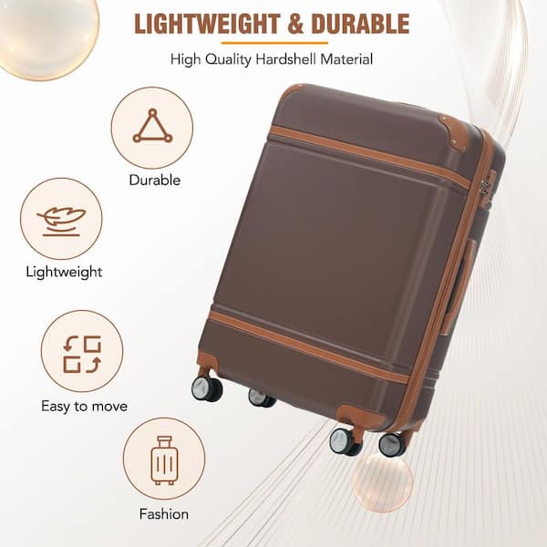 Merax 3 Bags 3-Piece Brown Expandable ABS Hardshell Spinner 20 in