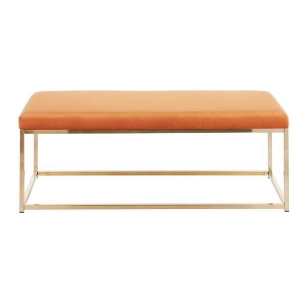 18 Zenn Orange Contemporary Bench, Orange Leather Bench