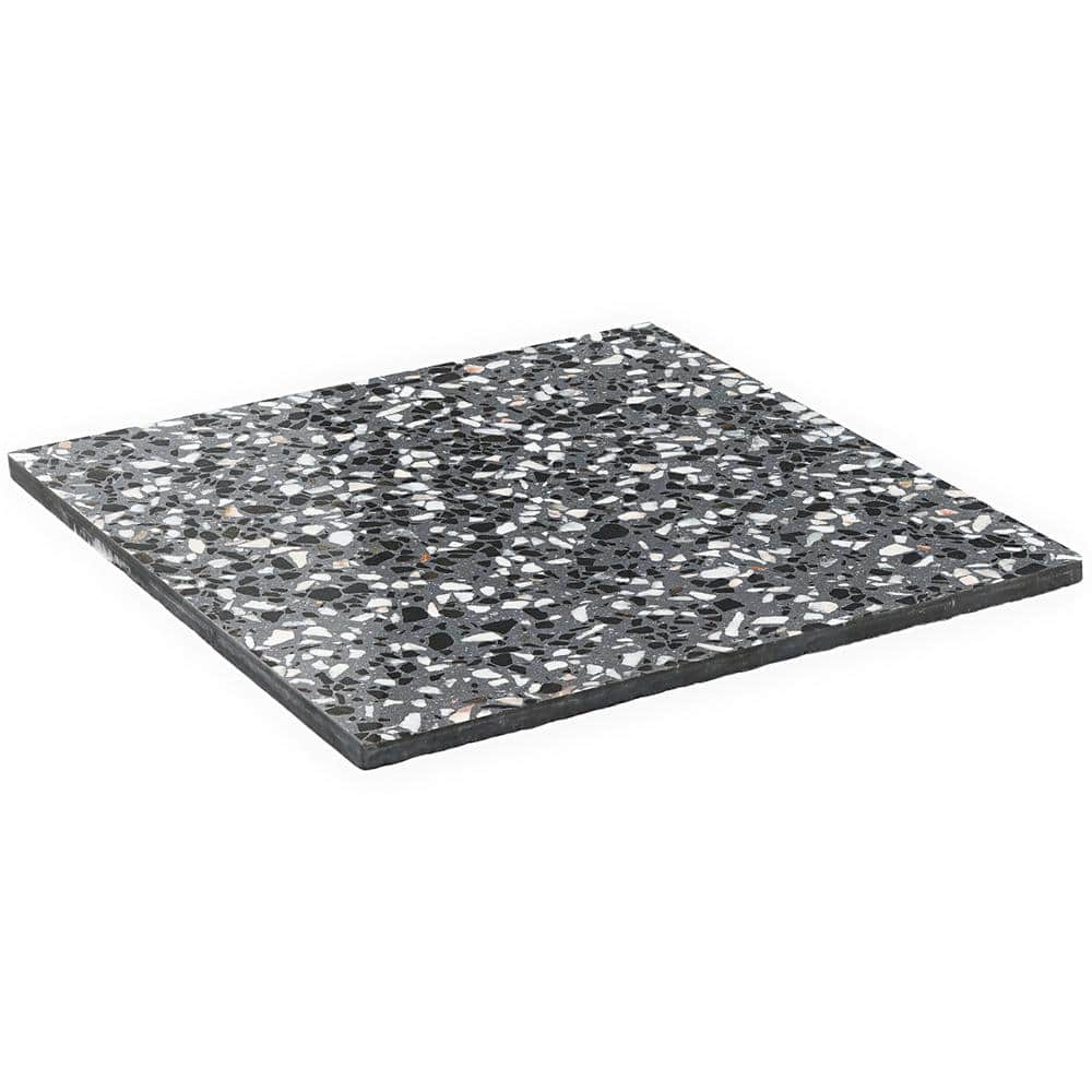 Raleigh 16.14" Polished Black and White Terrazzo Floor and Wall Tile
