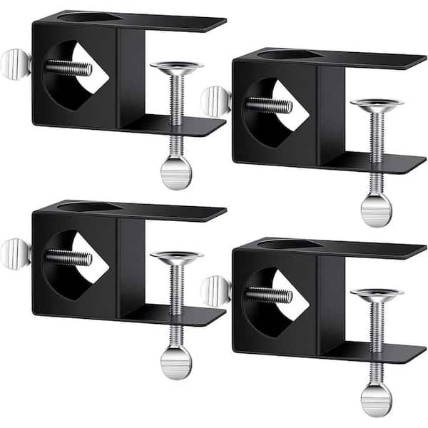 4 Pack Metal Universal Deck Torch Clamp Mount Holder Black for Outdoor Railings and Posts with Adjustable Brackets