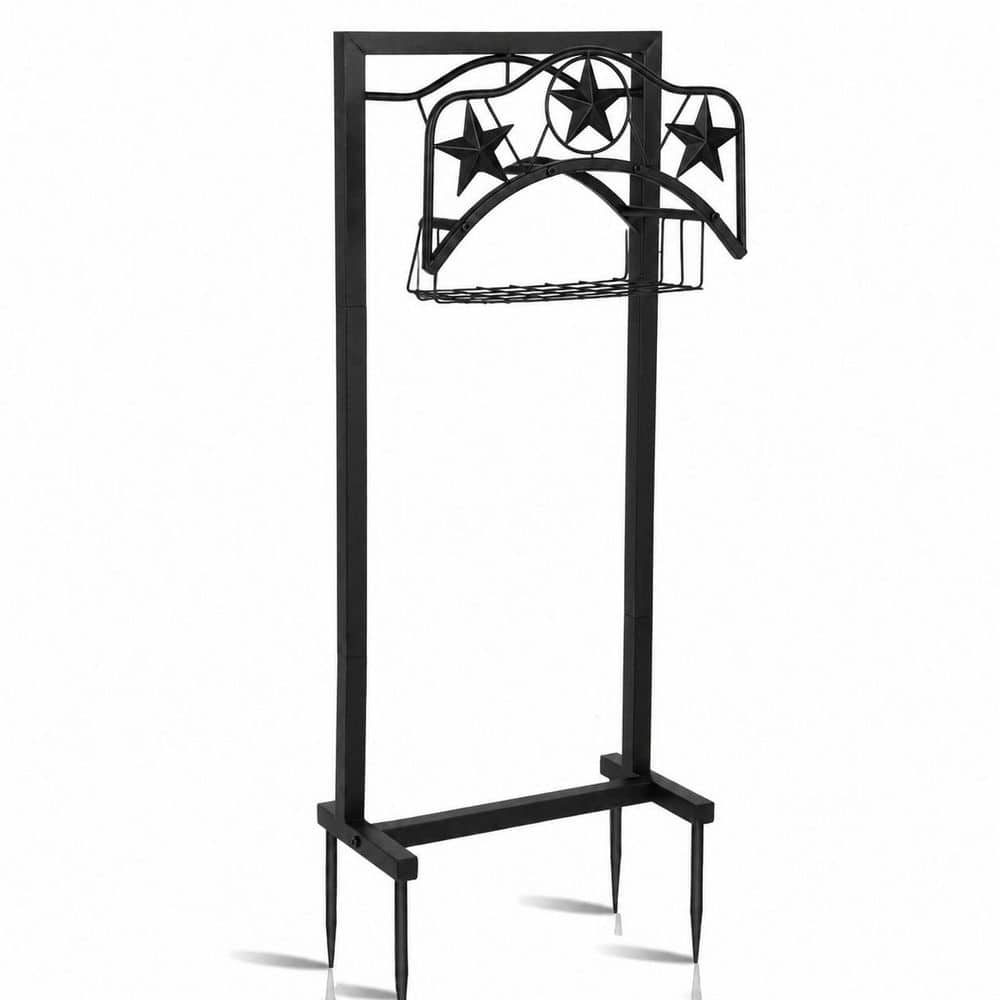 Heavy Duty Garden Hose Holder Stand with Storage Basket, Freestanding 4-Spike Hose Hanger for 151ft Hose, Stable Rack price history on PriceWatchPro