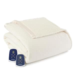Sherpa Reverse Queen Ivory Electric Heated Blanket