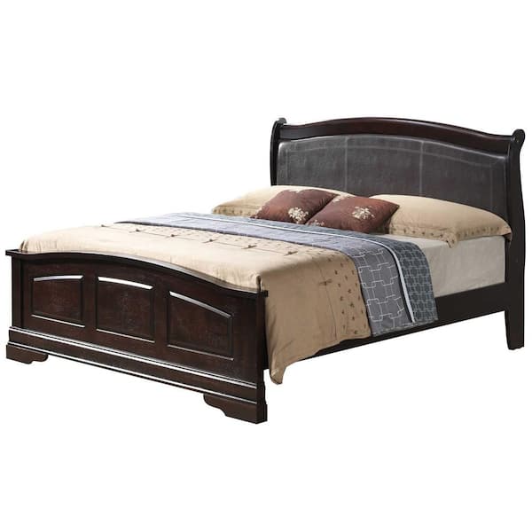AndMakers Louis Philippe Cappuccino Upholstered Queen Panel Bed