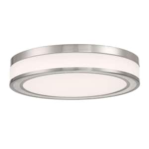 Screen 16 in. Brushed Nickel Selectable LED CCT Shaded Modern Flush Mount