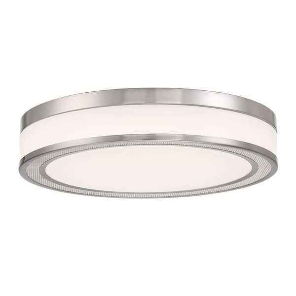EnviroLite Screen 16 in. Brushed Nickel Selectable LED CCT Shaded Modern Flush Mount
