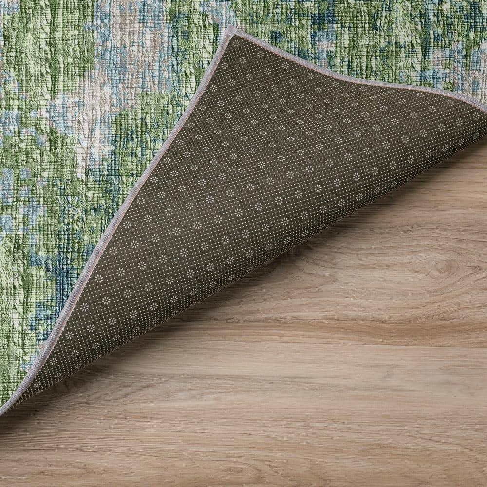 Abstract Elegance Green Chenille 10' x 14' Machine-Woven Rug