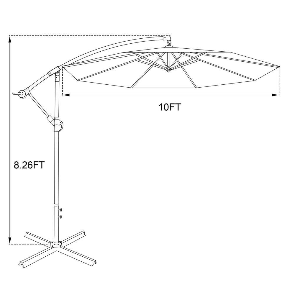 10ft Nude Steel Octagon Cantilever Side Post Umbrella