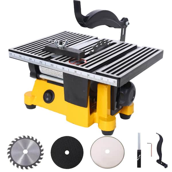 Tidoin 4 in. 90 W Steel Mini Table Saw Top Cut Off Miter Saw Multi-Functional Desktop Saws with 3 Blades