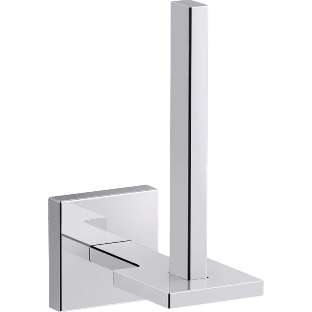 Polished Chrome Square Vertical Toilet Paper Holder