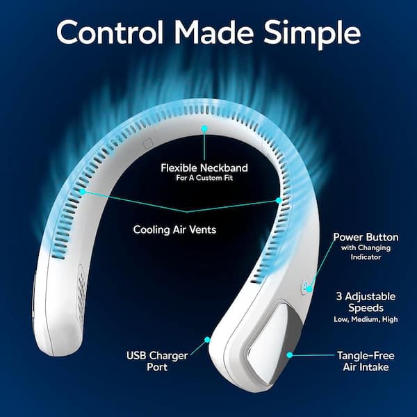 2 CFM 3-Speed Personal Portable Evaporative Neck Cooler for 0.45 sq. ft. Cooling Area