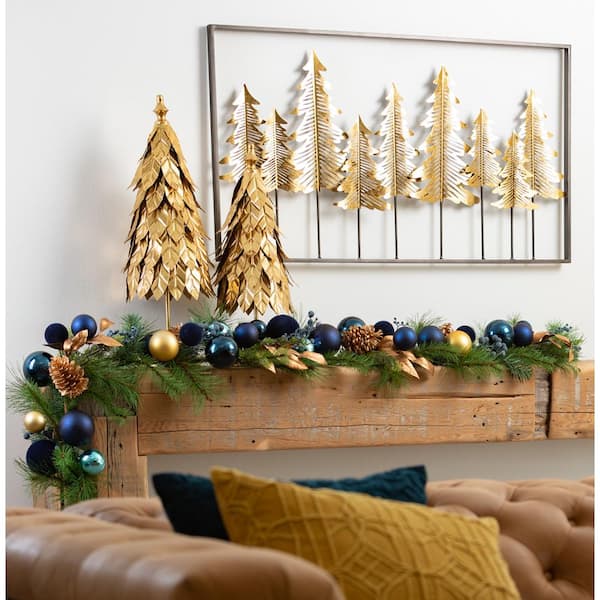 6 ft. Gold wood bead garland, Christmas tree garland - Deco Azul