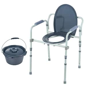 Commode Chair, Bedside Commode with Wider Toilet Seat, 7- Level Adjustable Height, 5.8 L Removable Bucket