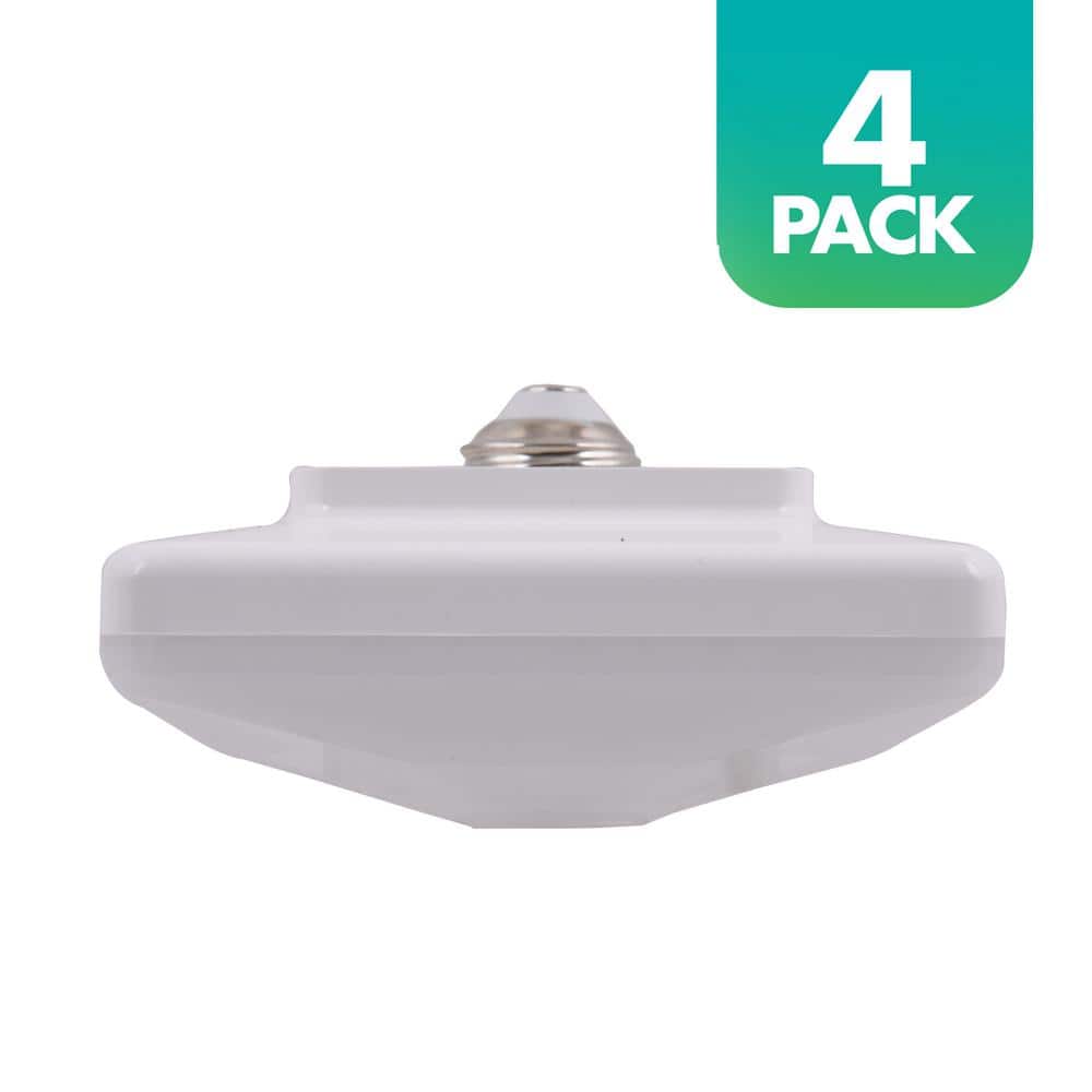 4.5 in. 60-Watt Square White Integrated LED Flush Mount with White Plastic Shade (4-Pack) price history on PriceWatchPro