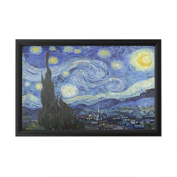 Trademark Fine "Starry Night" by Vincent van Gogh Framed with LED Light Landscape Wall Art in. x in. AA01270-B-LED - The Home Depot