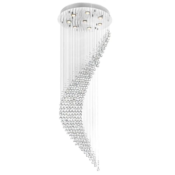 CWI Lighting Ribbon 24 in. 8-Light Chrome Flush Mount
