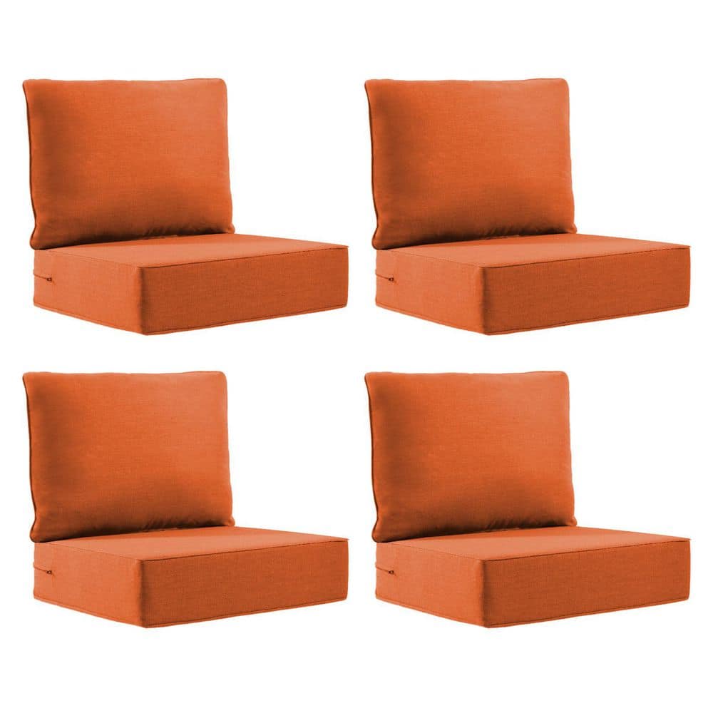 22 in. x 24 in. x 6 in. 8-Piece Olefin Deep Thick Seating Outdoor Lounge Chair Sofa Replacement Cushion Set in Orange price history on PriceWatchPro